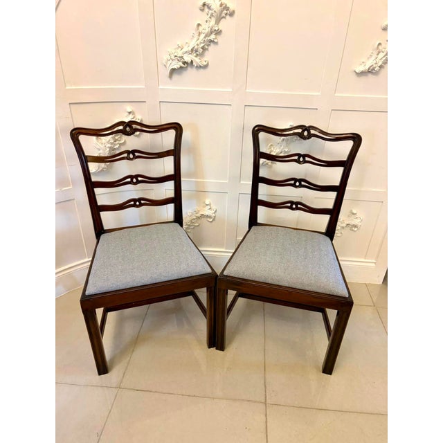 Antique Chippendale Style Ladder Back Dining Chairs in Mahogany, 1900, Set of 12 For Sale - Image 14 of 17
