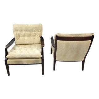 Club Chairs in Beige Corduroy, 1970s, Set of 2 For Sale