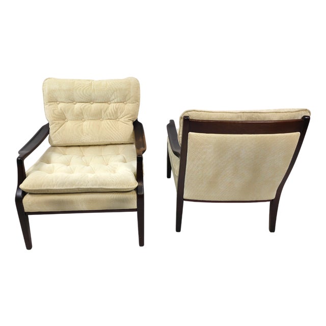 Club Chairs in Beige Corduroy, 1970s, Set of 2 For Sale