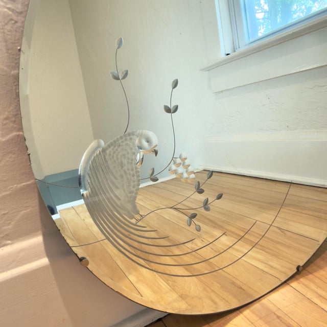 Mid-Century Modern 1944 Frameless Etched Parrot Mirror by Donnelly Kelley For Sale - Image 3 of 12