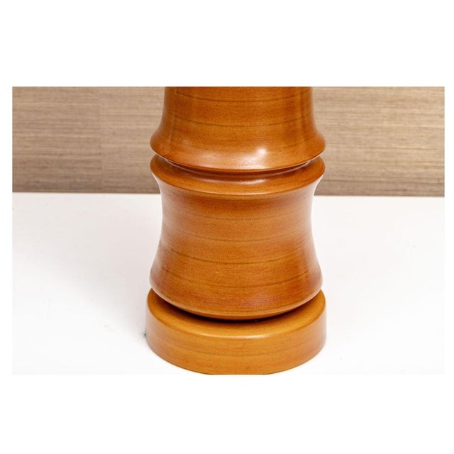Mid 20th Century Pair of Vintage Hand Carved Bamboo Form Mid Century Table Lamps For Sale - Image 5 of 5