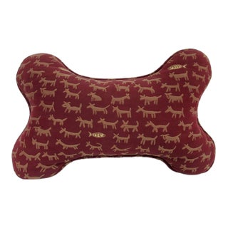 Vintage Donghia "Housepets," Textile Doggy-Bone Shaped, Accent Pillow -Down Fill For Sale
