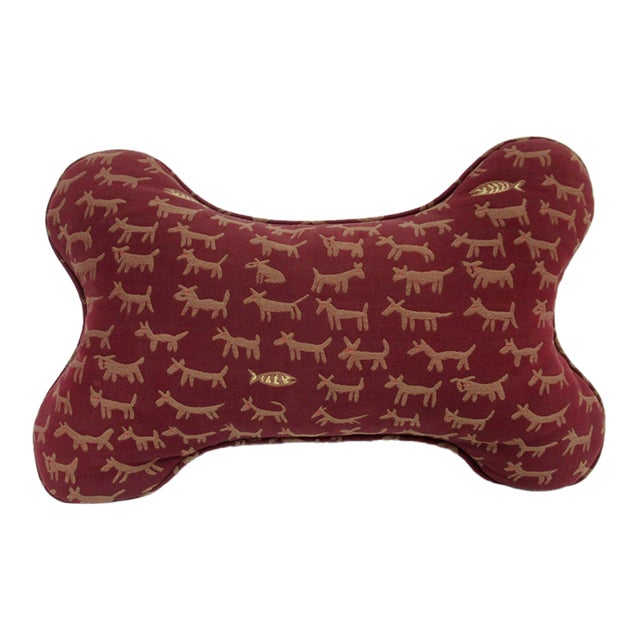 Vintage Donghia "Housepets," Textile Doggy-Bone Shaped, Accent Pillow -Down Fill For Sale