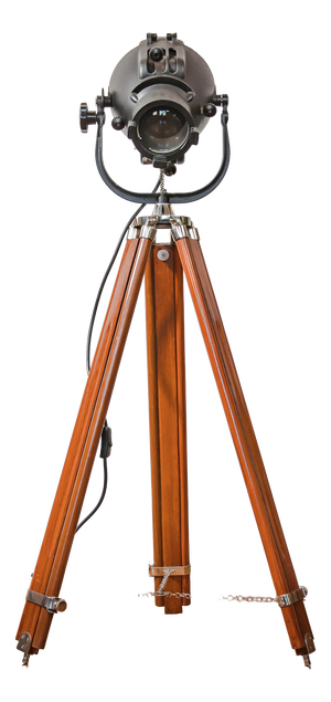 Vintage Theater Lamp on Wooden Tripod Floor Lamp, 1960s