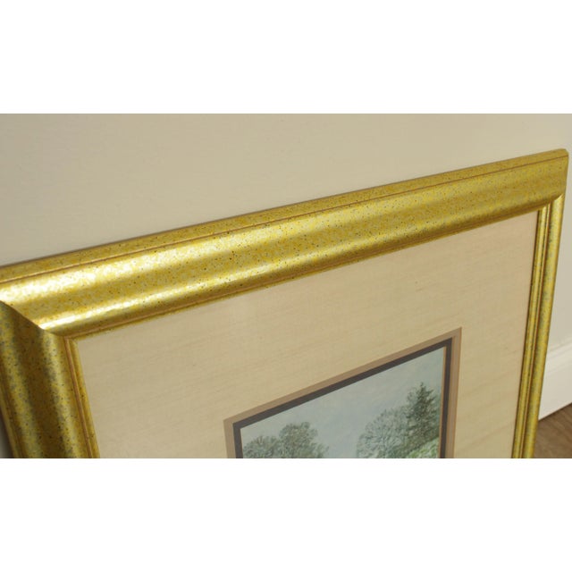 Printmaking Materials Custom Framed Impressionist Art Print Winter Scene For Sale - Image 7 of 13