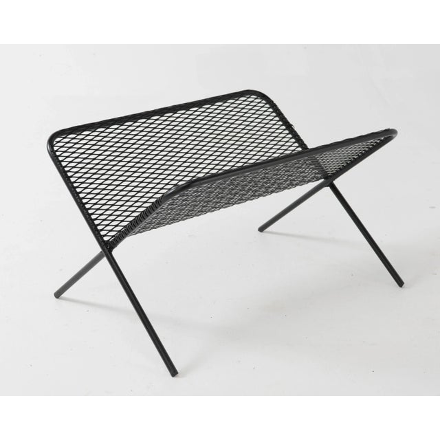 Woodard Style Mid-Century Iron Mesh Magazine Rack For Sale - Image 11 of 11