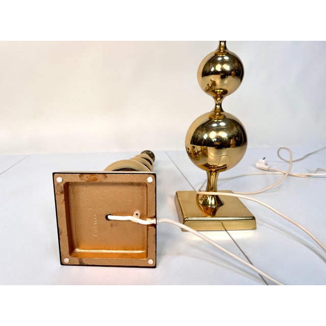 Large Table Lamps with Sculptural Brass Ball Bases, 1970s, Set of 2 For Sale - Image 12 of 18