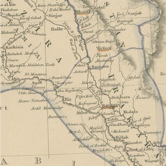 Beige Antique Map of Turkey in Asia with Tableland Profile by Dower, 1845 For Sale - Image 8 of 12