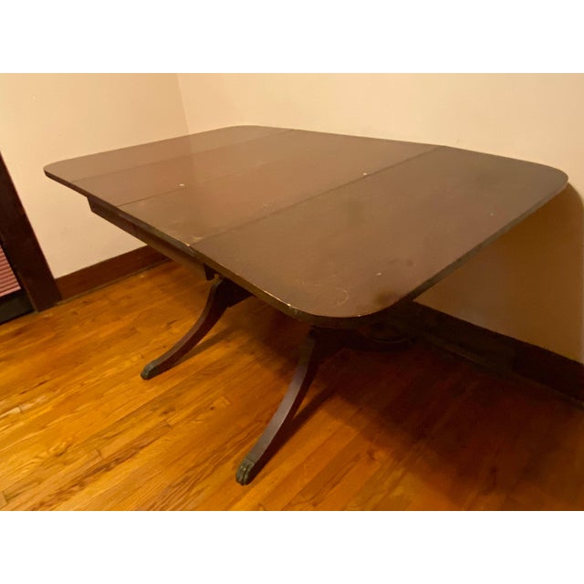 Vintage Brown Wood Versatile Drop Leaf Double Pedestal Dining Table For Sale - Image 14 of 18