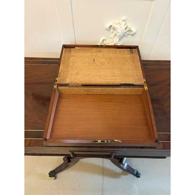 Antique Georgian Mahogany Writing Slope Box with Fitted Interior and Secret Compartment, 1820 For Sale - Image 6 of 11
