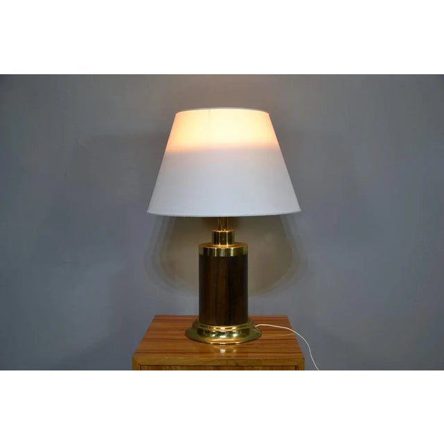 Brass and Wood Table Lamp, Italy, 1970s For Sale - Image 3 of 8