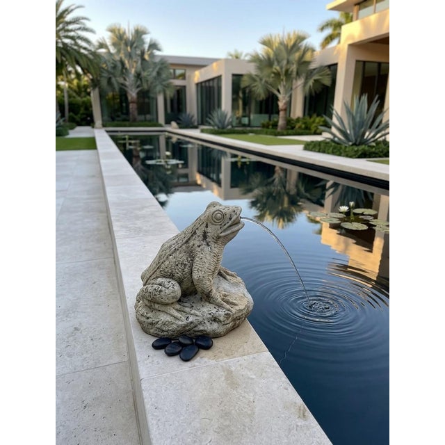 Stone Vintage-Style Large Cast Stone Frog Fountain Spouter For Sale - Image 7 of 9