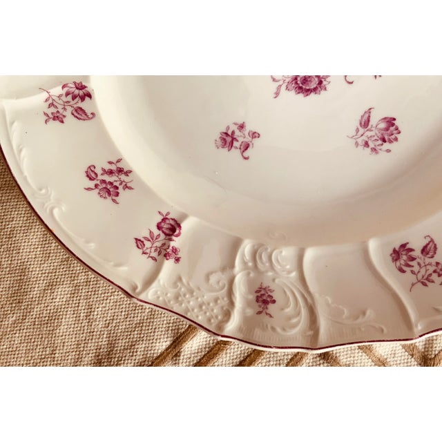 White French Porcelain Large Round Serving Platter , Circa 1820 — Rose Floral For Sale - Image 8 of 12