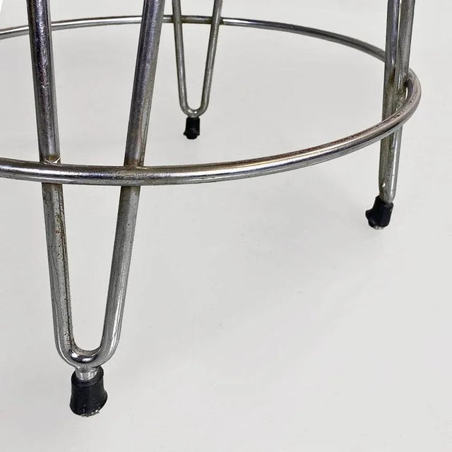 Black Italian Modern Stool in Black Leatherette and Steel, 1970s For Sale - Image 8 of 11