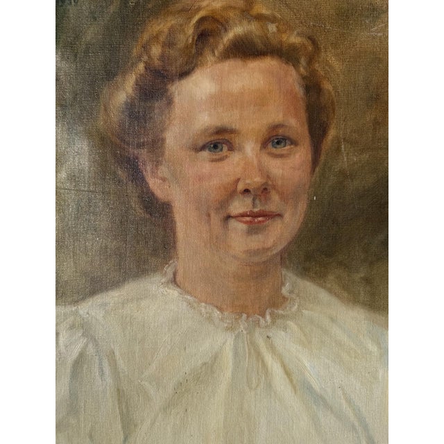 Brown Heinrich Pforr, Portrait of Irene Claus, née Rode, Oil Painting on Canvas For Sale - Image 8 of 12