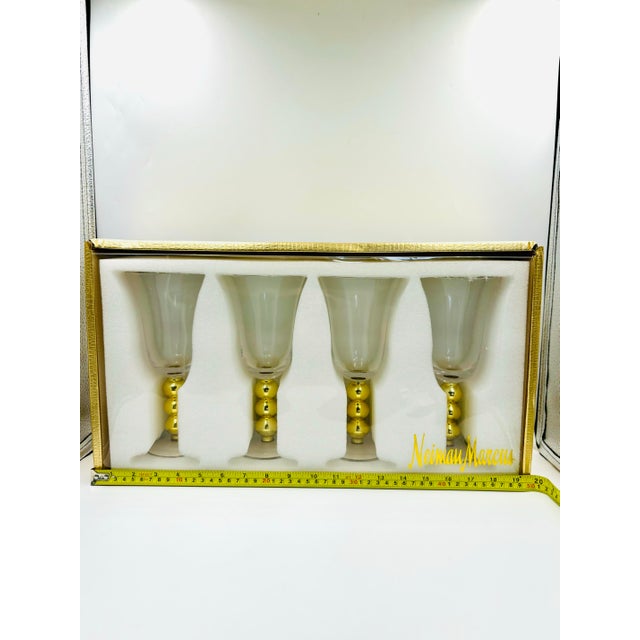 Late 20th Century Neiman Marcus Gold Ball Goblets in Original Box ~ 4pc Set For Sale - Image 12 of 12