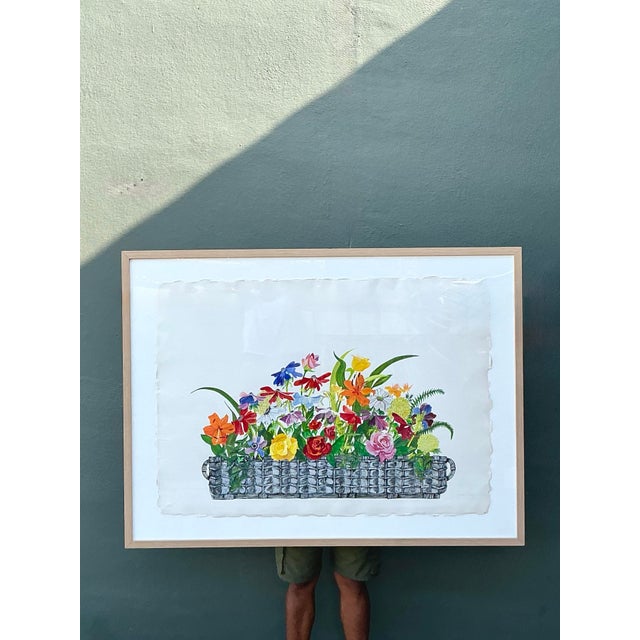 Rose Vintage Monumental Original Watercolor Floral Bouquet on Paper For Sale - Image 8 of 12