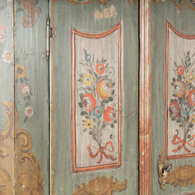 19th Century Original Painted German Two Door Armoire Shrunk For Sale - Image 12 of 13