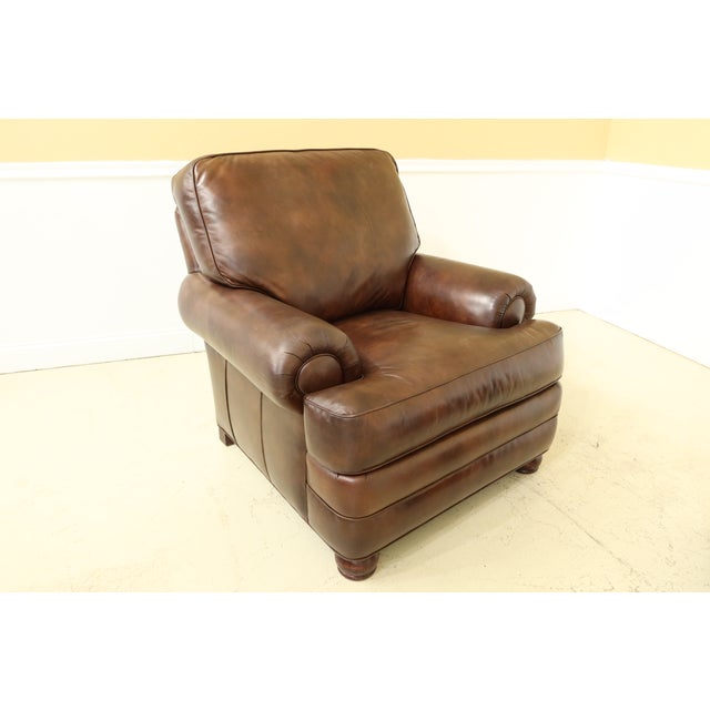 Hancock and Moore Brown Leather Chair & Ottoman a Pair Chairish