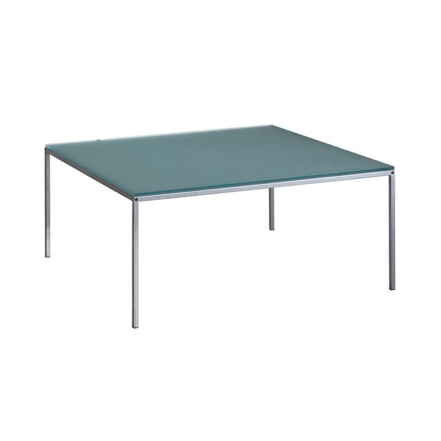 Modern Coffee Table with Iron Frame and Sandblasted Glass Top, 1999 For Sale - Image 3 of 3