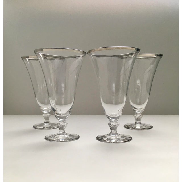 1960s Platinum Rimmed Footed Water Glasses - Set of 4 For Sale - Image 11 of 11