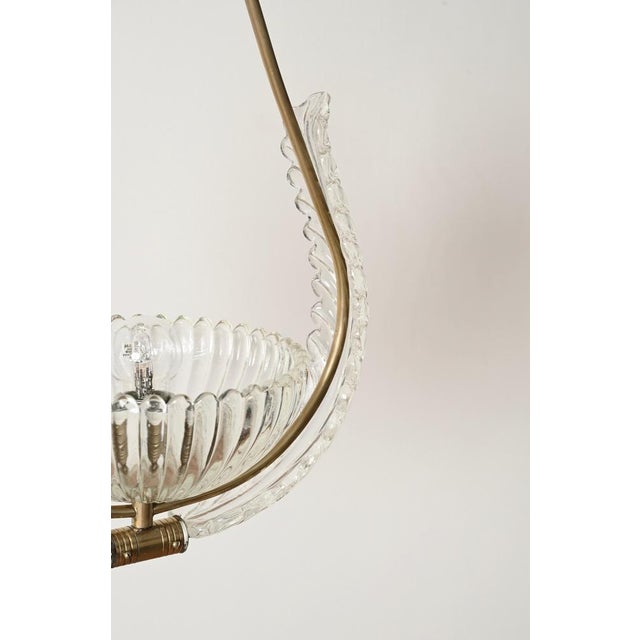 Murano Glass and Brass Flower Pendant Light from Barovier, Italy, 1940s For Sale - Image 11 of 13