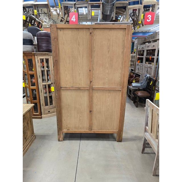 Tall Solid Wood Chinese Armoire For Sale - Image 4 of 7
