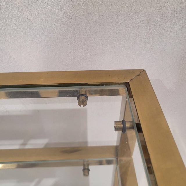 Hollywood Regency Gilt Brass, Wood and Glass Console Table, France, 1970s For Sale - Image 9 of 10
