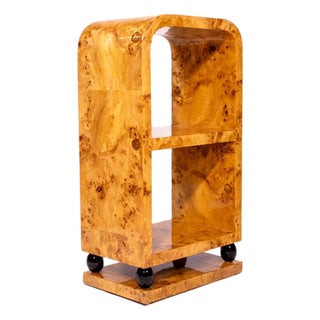Art Deco Burl Walnut Two-Tier Side Table For Sale