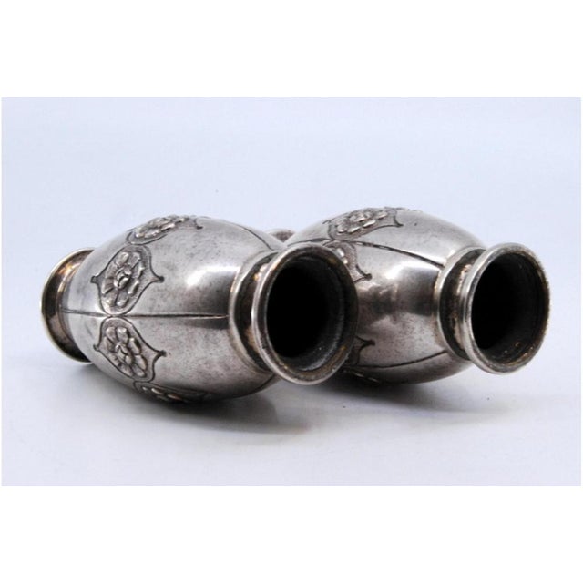 Silver Small Vases in Embossed Silver with Floral Motifs, Set of 2 For Sale - Image 8 of 11