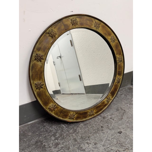Bronze Gilded Metal Floral Medallion Wall Mirror, 26.5 Inches For Sale - Image 8 of 12