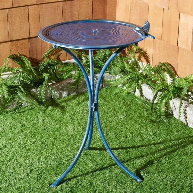 Contemporary Kensi Bird Bath - Mossy Blue For Sale - Image 3 of 8