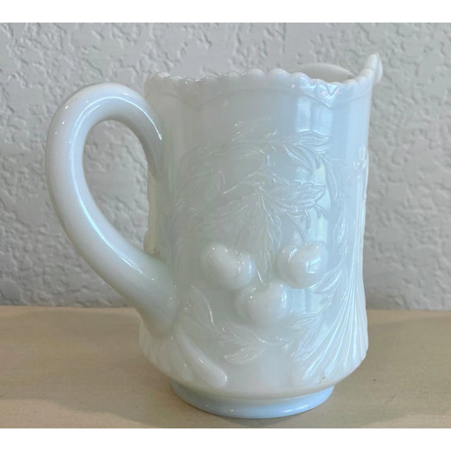 Mid 20th-Century Wreathed Cherry Milk Glass Creamer by l.g. Wright Glass For Sale In Austin - Image 6 of 13
