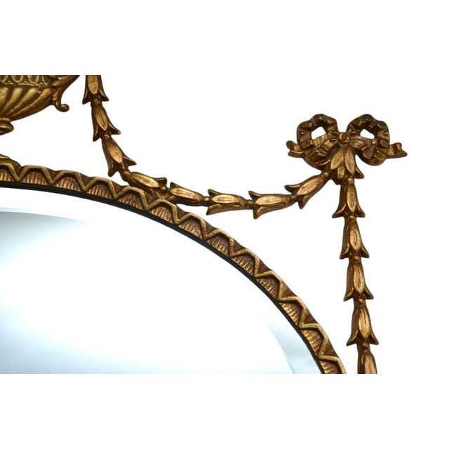 Vintage Adam Style Gilt Metal Mirror, 1930 For Sale - Image 4 of 6