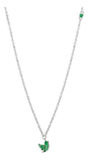 14k Gold Chain Emerald Bird Necklace for Her