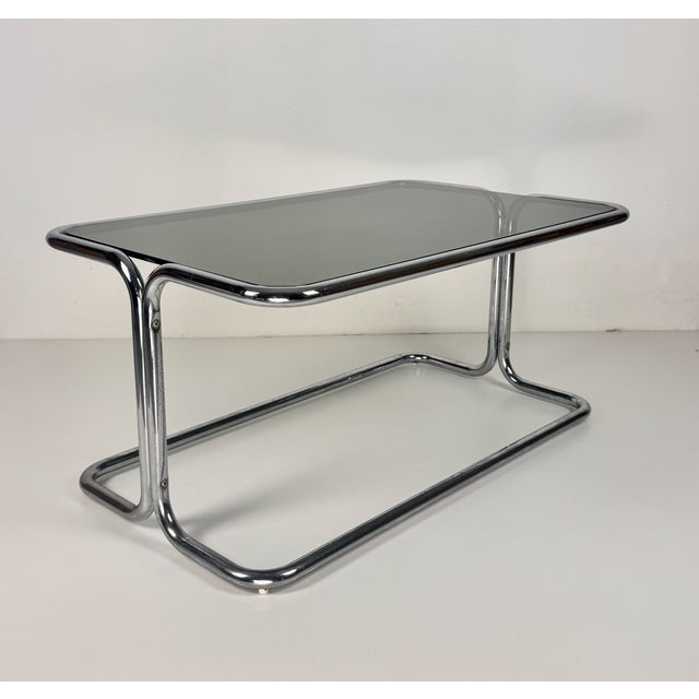 Green Mid-Century Modern Tubular Steel and Smoked Glass Coffee Table, Italy, 1970s For Sale - Image 8 of 8