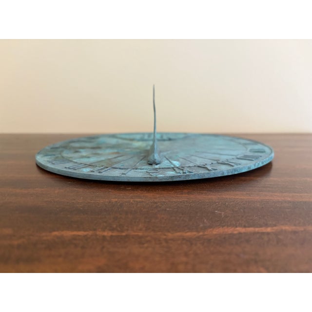 Late 20th Century Vintage English Country Iron Garden Sundial "I Count None but Sunny Hours" For Sale - Image 5 of 7