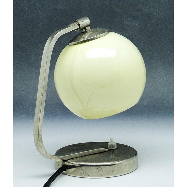 Mid-Century Glass and Metal Bedside Lamp, 1950s For Sale - Image 4 of 11