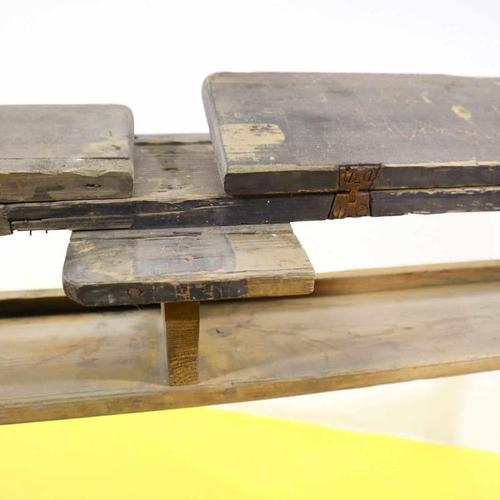 Double Wooden School Desk with Integrated Seats For Sale - Image 10 of 11