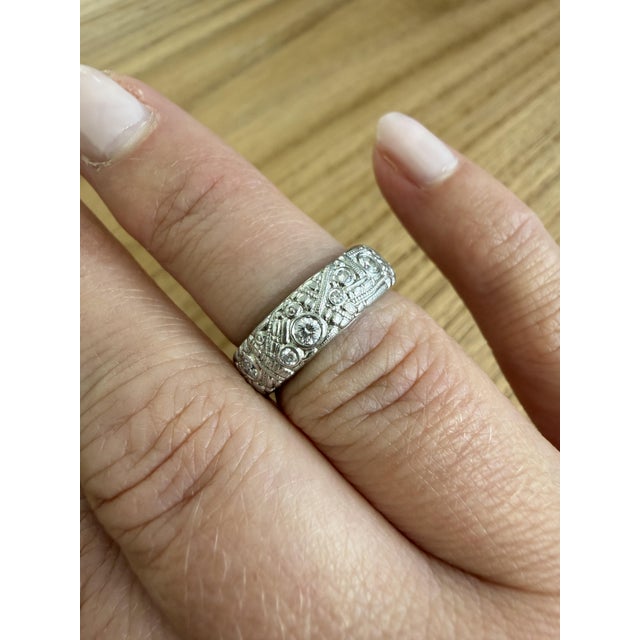 Alex Sepkus, Platinum and Diamond Band Ring, Size 5.75 For Sale - Image 4 of 5