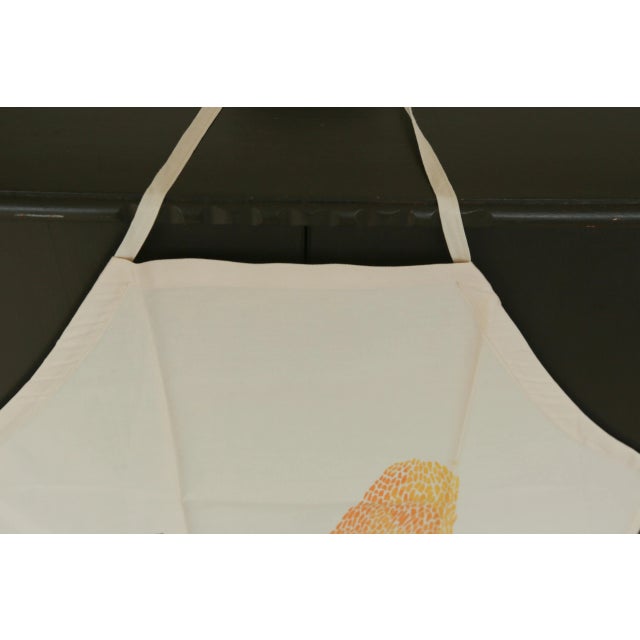 70s Mid-Century Boho Apron (Never Used) With Screen-Printed Thistle Motif in Warm Yellow and Olive Green For Sale - Image 9 of 11