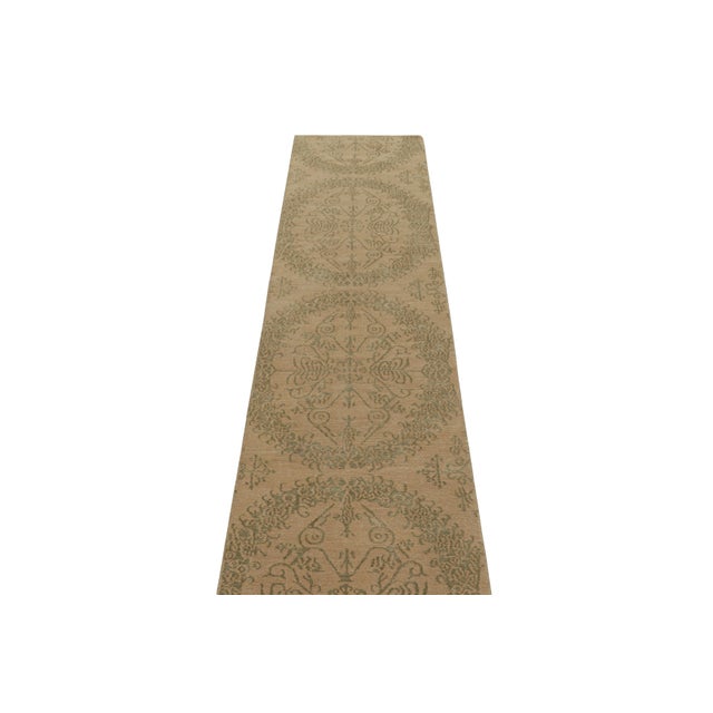 2010s Rug & Kilim’s European Style Runner Rug in Gold With Floral Medallions “Catana” For Sale - Image 5 of 8