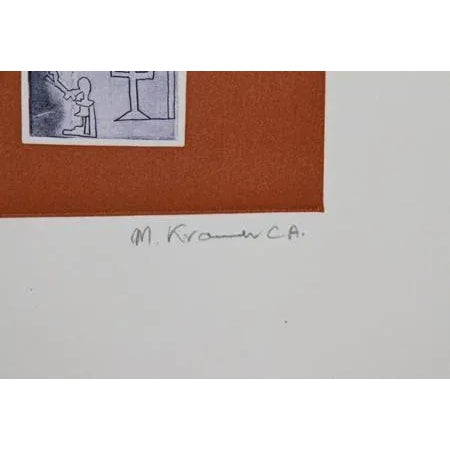 Artist: Mireille Kramer, Egyptian/American (1932 - ) Title: Egypte Year: Circa 1980 Medium: Etching, Signed, Titled and...