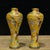 Yellow Chinese Cloisonné Vase Pair With Original Silk Box / Crane & Cloud Motif For Sale - Image 8 of 9