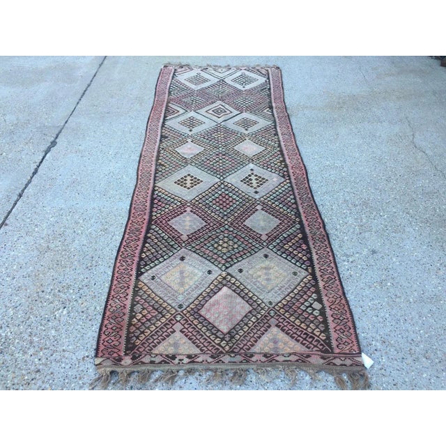 Vintage Turkish Shabby Wool Kilim Rug For Sale - Image 12 of 12