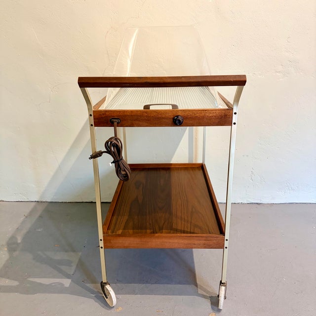 Mid-Century Modern Vintage Mid-Century Salton Hotray Rolling Warming Serving Bar Cart For Sale - Image 3 of 12