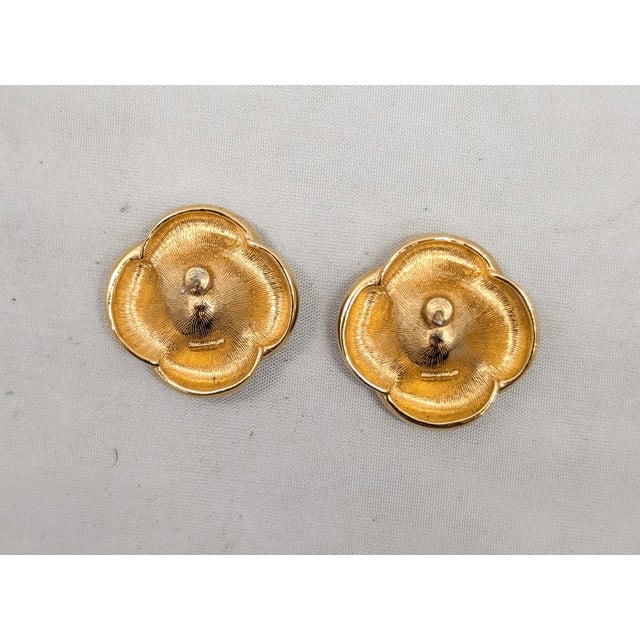 Metal Vintage C 1989 Signed Napier Goldtone Round Clear Rhinestone Pierced Earrings-2 Pieces For Sale - Image 7 of 8