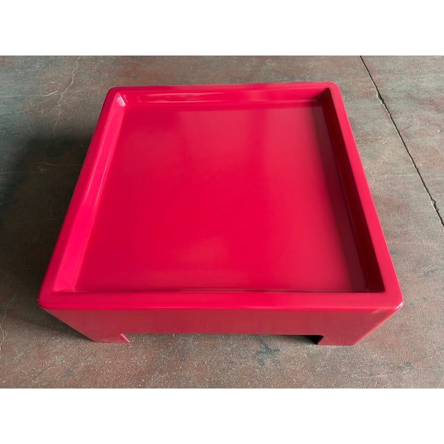 Nice low small 1960s coffee table, either for interior or exterior use. Professionally repainted by a specialized company.