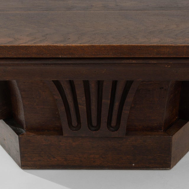 1910s French Hexagonal Oak Coffee Table In Original Patina For Sale - Image 13 of 18
