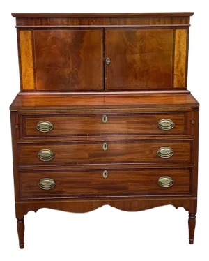 Circa 1800 American Sheraton Mahogany Secretary Writing Desk